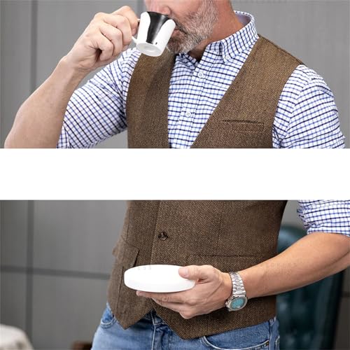 Mens Classic Tweed Suit Vest V Neck Slim Fit Groomsmen Waistcoat For Wedding Business3