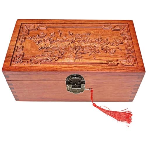Boîte de rangement de bijoux vitrine de bibelots bois sculpté main