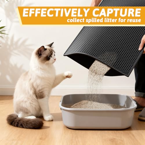 image for Pieviev Cat Litter Mat Double Layer Waterproof Urine Proof Trapping Ma