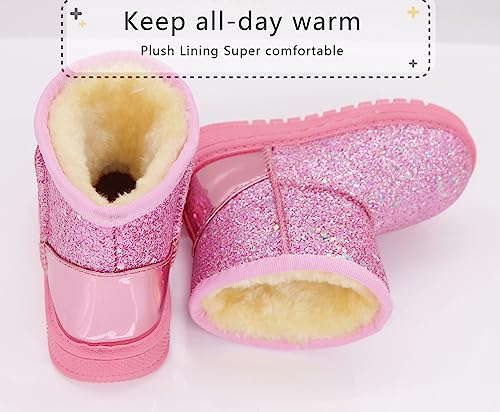 Girls Winter Boots Toddler Girl Boots Warm Sparkle Sequin Outdoor Non-Slip Snow Boot for Little kids4