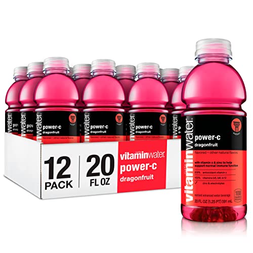 vitaminwater power-c electrolyte enhanced water w/ vitamins, dragonfruit drinks, 20 Fl Oz (Pack of 12)