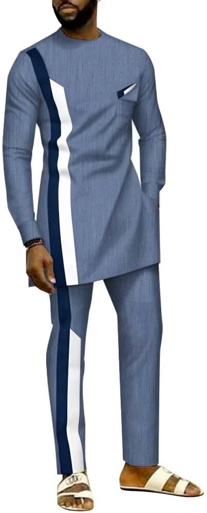 African Dashiki Suits for Men Full Sleeves 2 PCS Mens African Clothing Casual and Formal to Wear Slim Fits