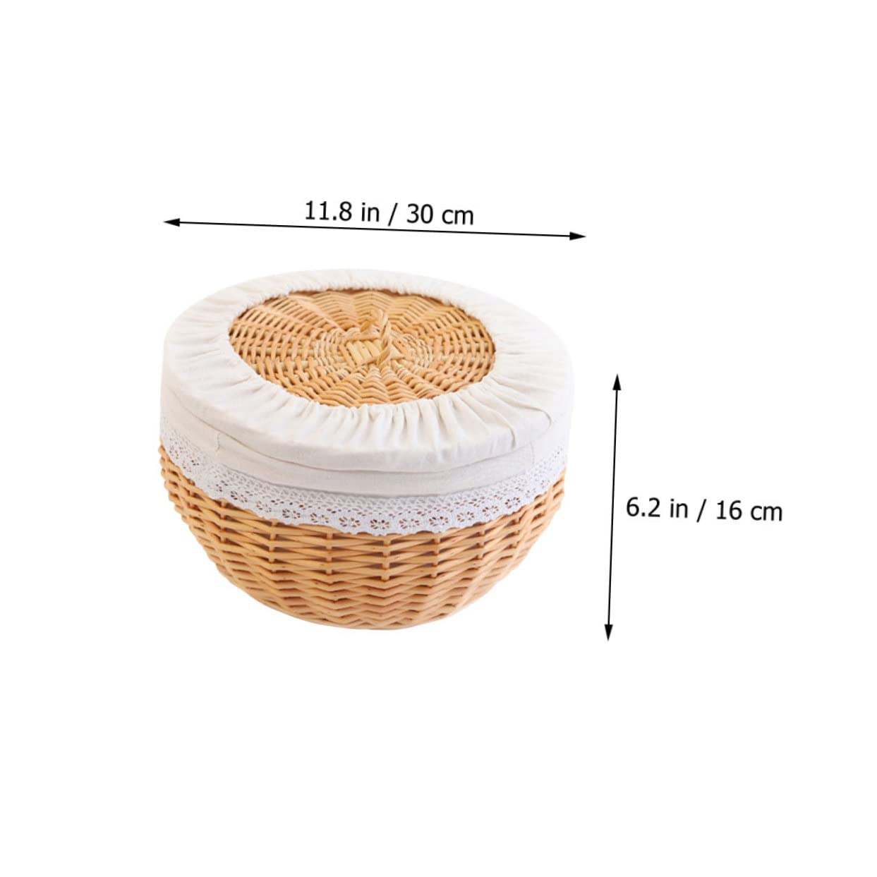 GRIRIW Household Food Baskets Woven Snacks Basket Home Storage Baskets Seagrass Tray Round Serving Tray Round Baskets Picnic Basket Food Serving Tray Woven Baskets with Lids Wood