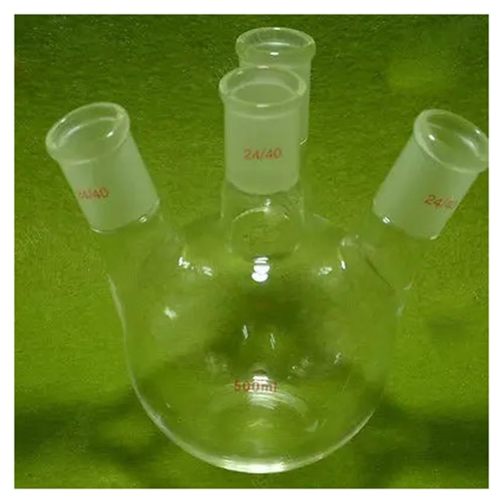 Pallone da laboratorio a fondo piatto 500 ml, 4 colli, 24/40 Attrezzature da laboratorio