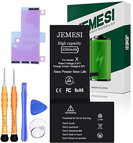 JEMESI New Battery for iPhone X, 3300mAh Ultra High...