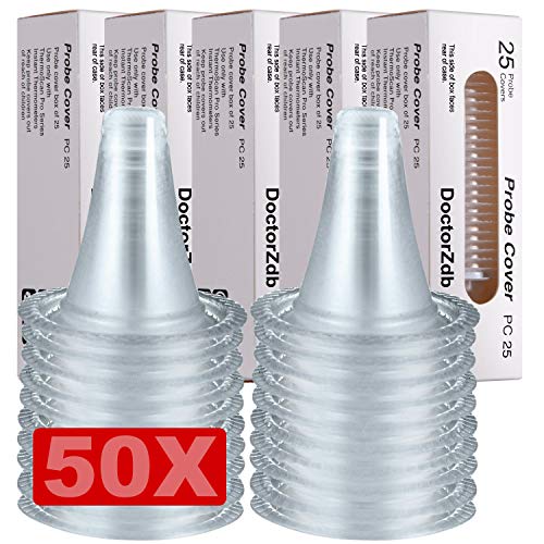NAHU 50x Ear Thermometer Probe Covers with Clean Cloth/Refill Caps/Lens Filters Compatible with All Braun ThermoScan Models and Other Types of Digital Thermometers 