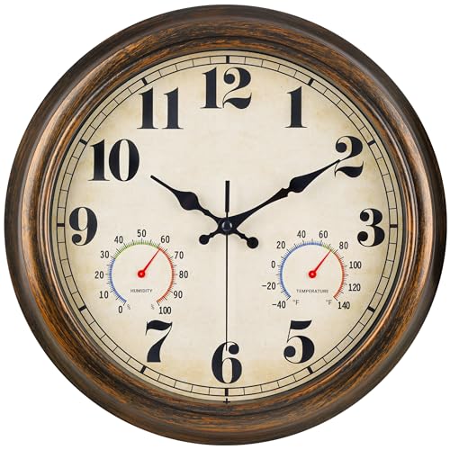 45MinST 13-Inch Vintage Outdoor Wall Clock with...