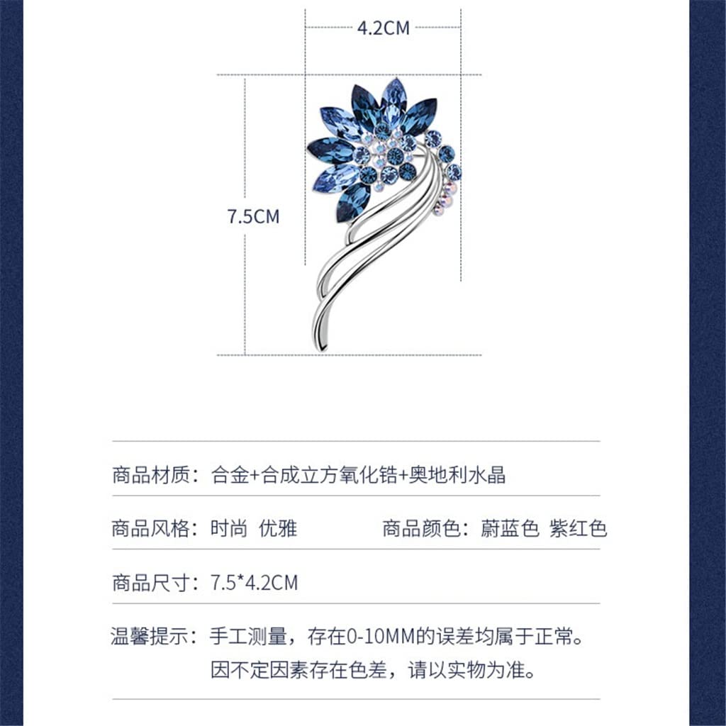 Crystal Brosche Frauen Jacke Corsage Coat Pin Abzeichen Korea Blumenkleidung Accessoires