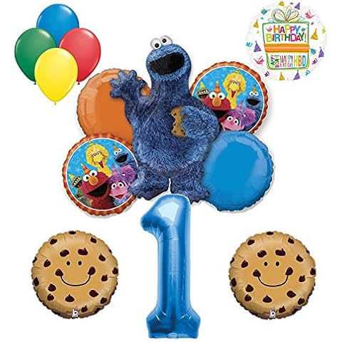 Cookie Monster 1st Birthday Balloon Bouquet Cover