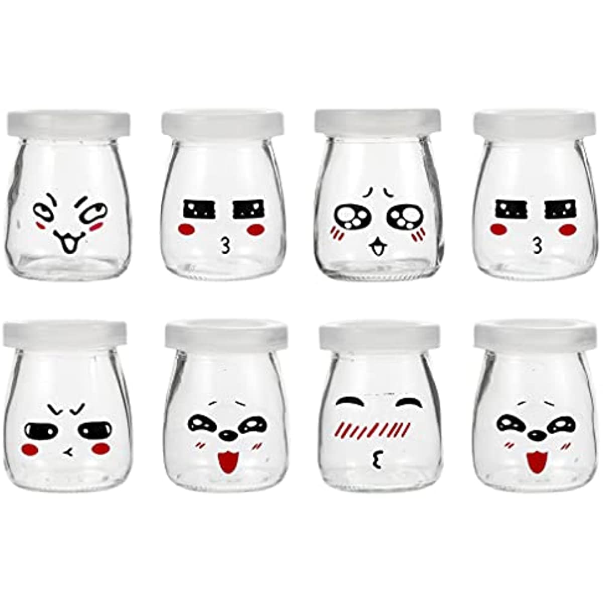 Chengchengjin 8Pcs Pudding Glass Bottle With Lids-Yogurt Jars-Reusable Mini Clear Glass Bottles-For Yogurt Making,Milk,Jams,Jelly,Pudding-150Ml
