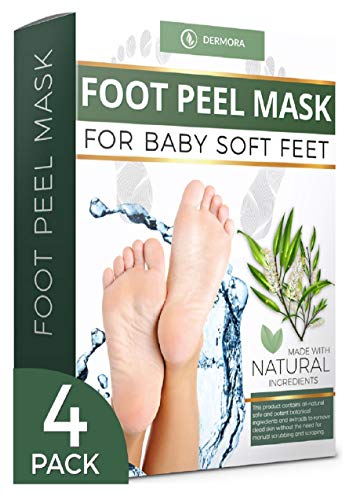 Tea Tree Foot Peel Mask - 4 Pack - For Cracked Heels, Dead Skin and Calluses - Make Your Feet Baby Soft Get Smooth Silky Skin - Removes Rough Heels Dry Skin - Natural Treatment