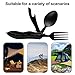 lamphle Camping Utensils 4 in 1 Stainless Steel Foldable Travel Cutlery Set Compact Travel Utensils 3 in One Camping Utensil Set Cooking Portable Utensils Set Black