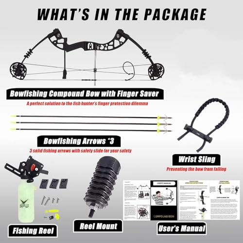 SPG Archery Bowfishing Kit - Professional 60 Lbs Compound Bow for Bow Fishing with Full Gears and User Manual for Beginners (Black) - Thumbnail 2