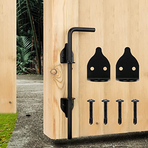 Image of 12 inch Heavy Duty Cane Bolt Gate Drop Rod-Steel Gate Ground Latch Designed for Wood Metal Vinyl Gates or Double Doors Fence Applications