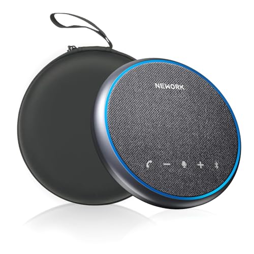 NEWORK Conference Speakerphone – 3 AI Mics, 360° Clear Voice, Noise Reduction, 12H Battery, Bluetooth & USB-C, Perfect for Home & Office Meetings