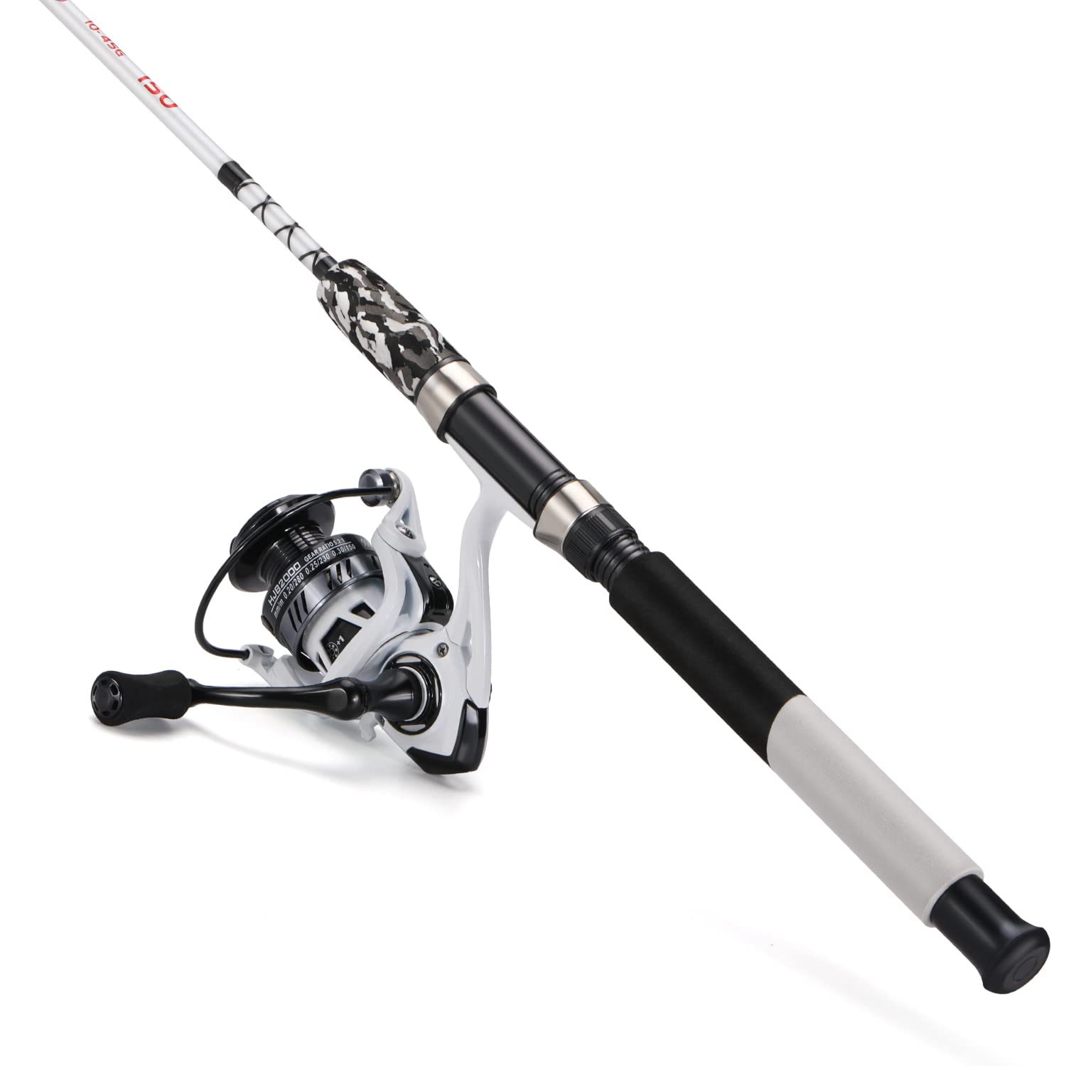 Sougayilang Spinning Reel and 2-Piece Fishing Rod Combo, Durable Graphite & Fiberglass Rod, Split-Grip Cork Handle,Right/Left Handle Position