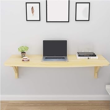 Pine Wood Arc Wall-Mounted Folding Table Kitchen Dining Table,Laptop Table,Space Saving Wall Hanging Study Desk,Foldable Children Learning Book Table,Wood Color (120x40/47x16in)