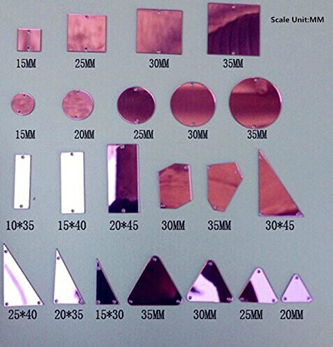 Sew On Gold Acrylic Mirror Diamante Rhinestone Crystal Flat Back Mirror Beads with Hole for DIY Wedding Dress Clothing Bags Shoes Decoration Accessory (Purple) - Image 3