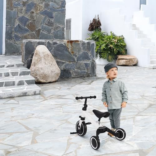 Laufrad für Kinder, Dreirad 3-in-1 für Kleinkinder mit Lenkgriff, Dreirad für Kinder, Dreirad mit Pedalen, umbaubar mit 3 EVA-Rädern (weiß) – Bild 7