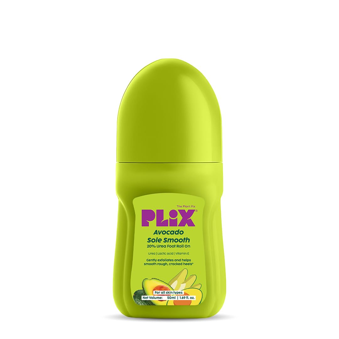 Plix Avocado Sole Smooth Roll-On for Dry & Rough Heels | 20% Urea, Lactic Acid, Vitamin E | Mess-Free Foot Care for Softer, Smoother Looking Feet | Daily Use | Men & Women