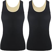Vista 1 de Bonuci 2 piezas de camisetas térmicas sin mangas para mujer, ropa interior térmica con forro polar, camisetas térmicas cálidas, chaleco térmico