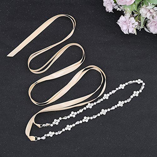 ULAPAN Rhinestone Bridal Belt Thin Silver Wedding Belt bridesmaid belts for Dresses Belts for Women Wedding(S305-CP) (champagne)3