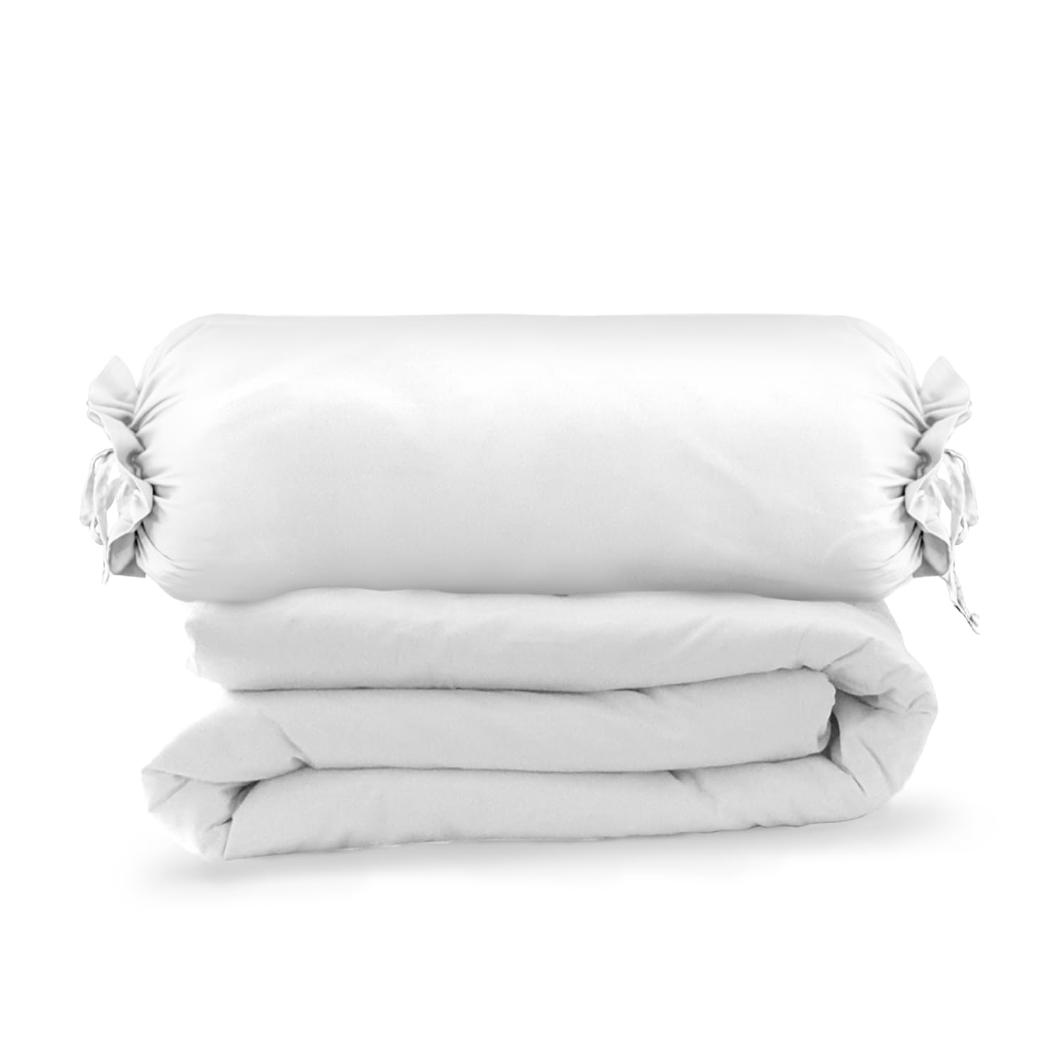 Pizuna Funda Nordica Cama 105- Juego de Funda Edredon 170x210 con 1 Funda Almohada Cilindrica, 400 Hilos Tejido Satinado de Lujo 100% algodón de Fibra Larga de (Blanco) OEKO-TEX STANDARD 100
