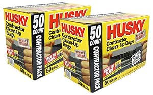 Image of Husky 42 Gallon Contractor Clean-Up 3-Mil Trash Bags (100 Pack: 2 sets of 50)