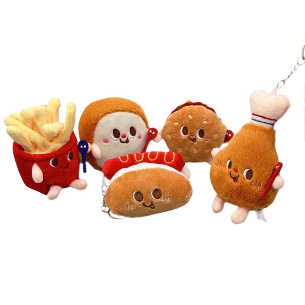 CTRLZS Food Plush Toy Keychain Stuffed Food Plush Simulation Hamburger Food Plushies Cute Food Plush Keychain for Food Themed Party Birthday Gifts Backpack