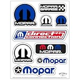 Mopar Logo Sticker Sheet – 6 x 8 Inch Vinyl Decals, Direct Connection & Omega Logos, Made in USA