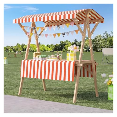 Carrello alimentare portatile in legno pieghevole espositore per mercati per venditori ambulanti camion alimentari ed eventi all'apertoPerfetto per mercati agricoli, festival e bancarelle alimentari