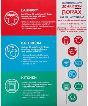 Twenty Mule Team Borax Detergent Booster & Multi-Purpose Household Cleaner 65 oz. Pack of 4