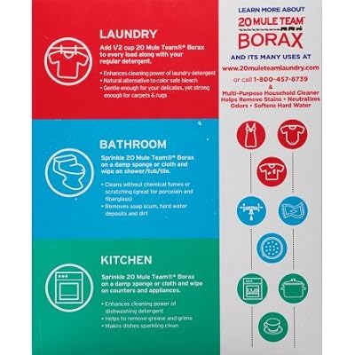 Twenty Mule Team Borax Detergent Booster & Multi-Purpose Household Cleaner 65 oz. Pack of 4