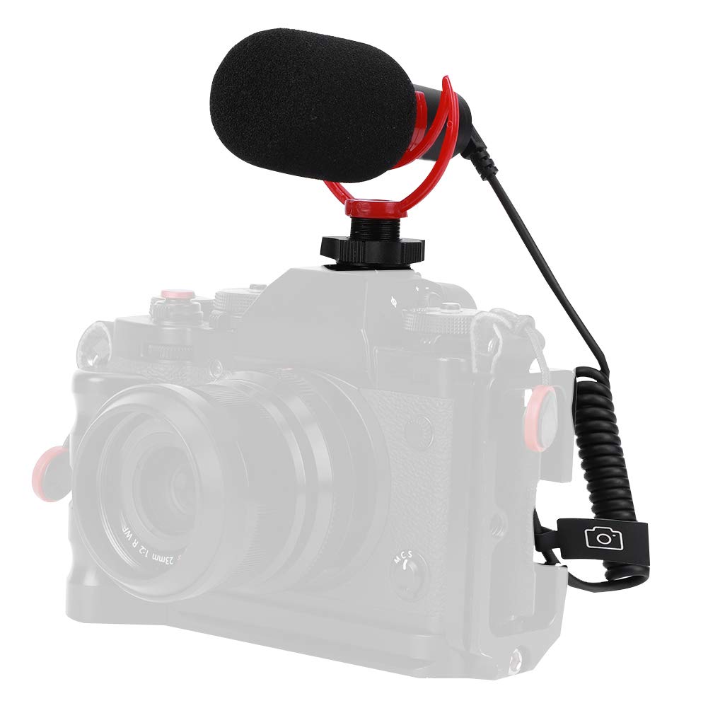 Kardioidalny mikrofon pojemnościowy Vomeko FM8, mikrofon do nagrywania wideo typu Plug Play 3,5 mm z tłumikiem przeciwwiatrowym do aparatu, telefonu, vlogowania, wywiadu
