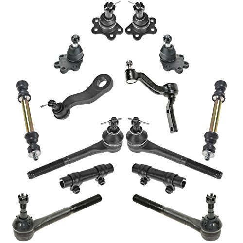 TRQ Front Steering & Suspension Kit Ball Joint Idler Arm & Bracket Assembly Pitman Arm Sway Bar Stabilizer Link Set Tie Rod Tie Rod Adjusting Sleeve Compatible with Chevrolet GMC
