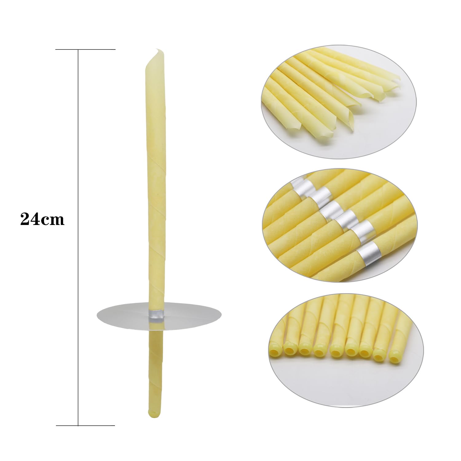 20 PCS Coni per orecchie,candele coniche, rimozione del cerume,- Cera d’Api e Mussola di Cotone Naturale con Filtri e Dischi Protettivi