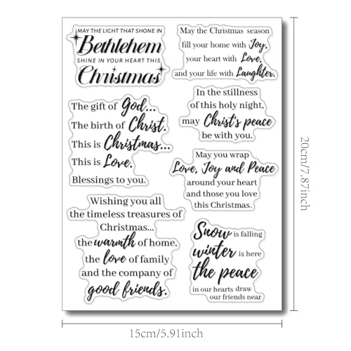 Arbuya Merry Christmas Verses Clear Stamps Christmas Sayings Silicone Stamps Christmas Sentiment Rubber Stamps for Christmas Cards Making DIY Scrapbooking Photo Album Decoration