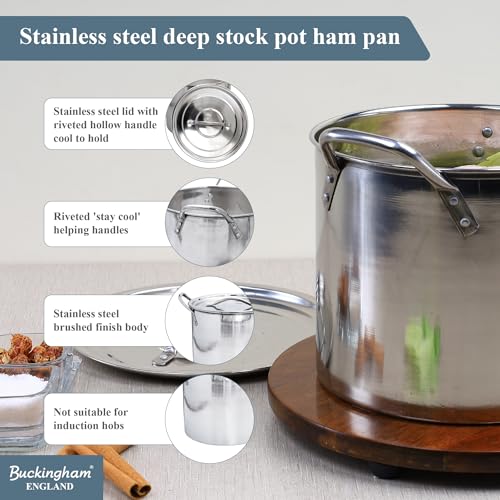 Buckingham Stock Pot with Stainless Steel Lid Multi Purpose Boiling Pot for Soups Stews & Pasta (8 litres) - Image 4