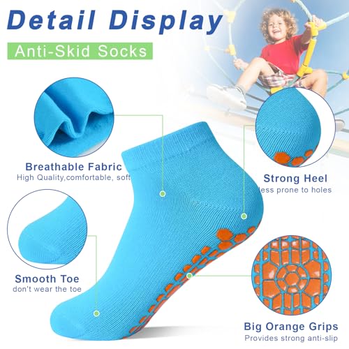 Image of HYCLES Toddler Girl Socks, 12 Pairs Non Slip Ankle Toddler Socks for 1-7 Years Baby Girls Kids
