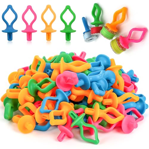 Elsjoy 100 Pieces Silicone Bobbin Holder, Thread Spool Holder for