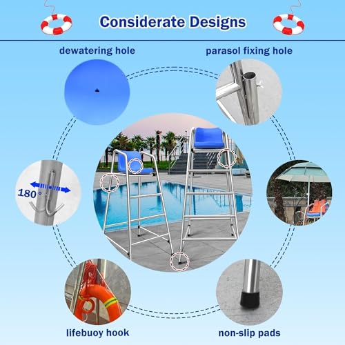 Silla de socorrista desmontable para piscina 120 cm miniatura 5