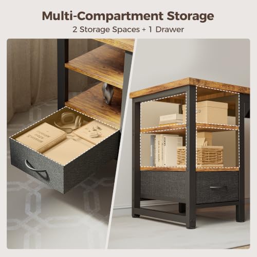 Image of Mericonia 54 in Computer Desk with Drawer, 1 inch Thick Reversible Office Desk | Large Modern Writing Table with Storage Shelves, Heavy Duty Industrial Executive Desk for Home Bedroom Study Work