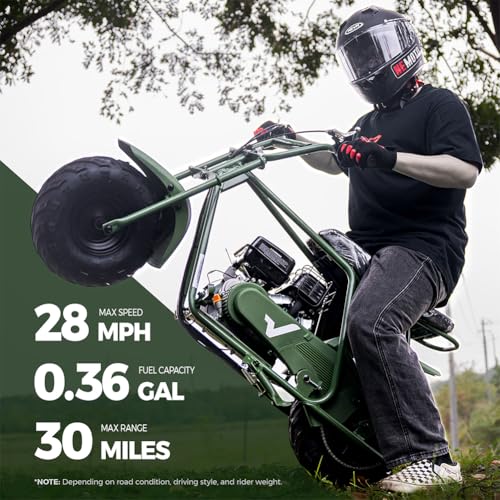 Image of FRP GMB100 Mini Dirt Bike 99CC Gas Powered - 4-Stroke Engine Trail Mini Bike for Youth & Adults, Off-Road Adventure Bike Up to 28 MPH, 220 LBS Capacity, Green