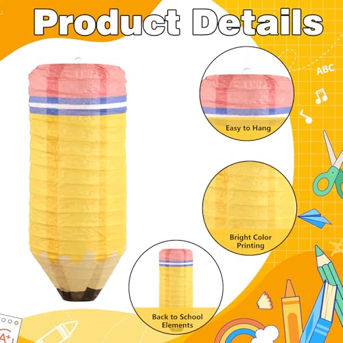 Image of 10 Pcs Classroom Decor Pencil Hanging Paper Lanterns Colorful Preschool Kindergarten Graduation Classroom Ceiling Decor for Back to School, First Day of School Supplies