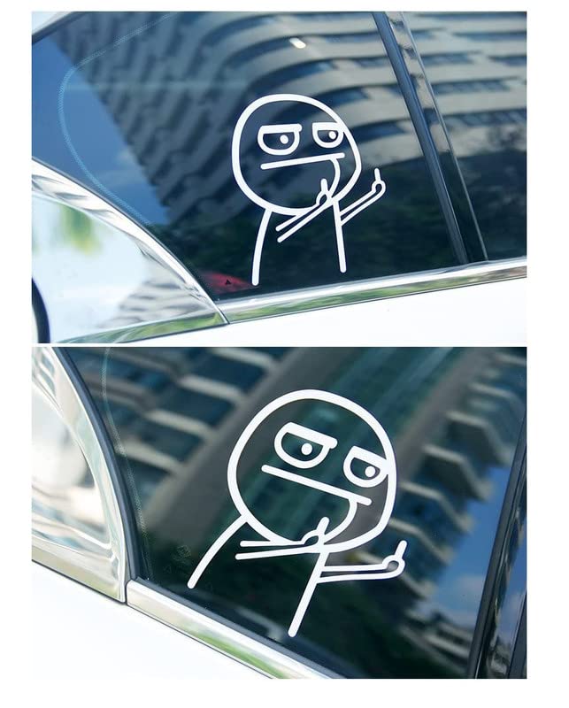 Cartoon Funny Middle Finger Vinyl Car Scratches Cover Sticker Motorcycle Luggage Decal Windows Stickers 5.9x5.4inch, funnymiddle Color White Pack of 2