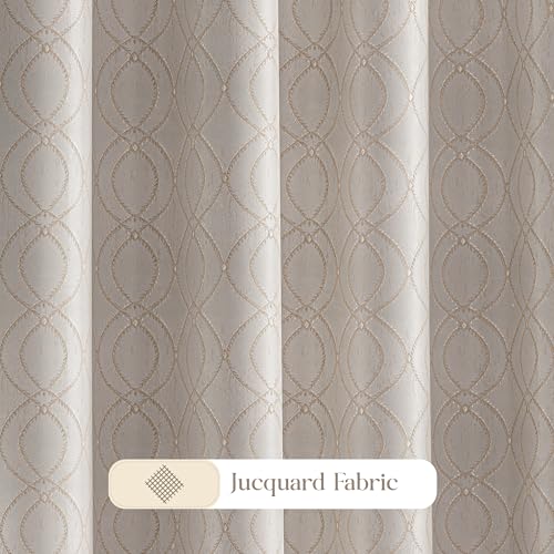 Image of Yellow Weaves 1 Pc Jacquard Oval Eyelet Long Door Curtain - Perfect for Home, Office, Bedroom, Living Room & Balcony - 7 Feet (Beige)
