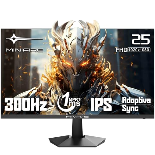 Minifire Gaming Monitor 25 Zoll, 300Hz, 1Ms, FHD, AdaptiveSync, IPS-Panel, HDR,sRGB 120%, Eye-Care, HDMI 2.0 & DisplayPort 1.4, VESA 75x75 -Schwarz(MFG25X1 PRO)