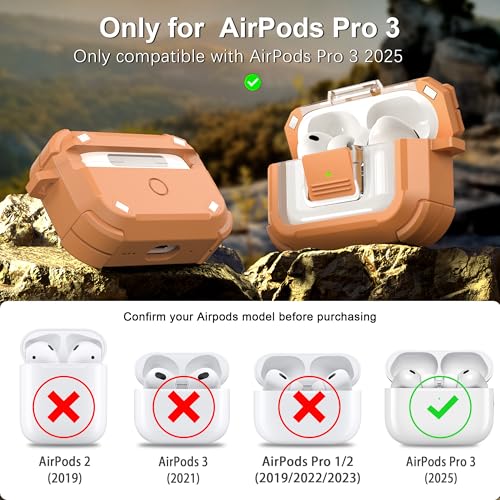 Image of RFUNGUANGO AirPods Pro 3 Case MagSafe Magnetic Automatic Lock, Brown