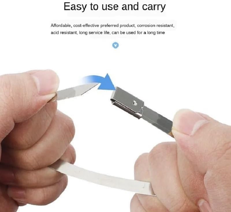 Metal Cable Ties with, Stainless Steel Ca 304Material Stainless Steel Metal Cable Ties Tie Zip Wrap Exhaust Heat Straps Induction Pipe Cable Tie Shovels & Rope(4.6-100mm)