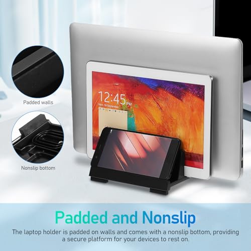 Soporte Vertical para Laptop Organizador de Escritorio Negro miniatura 3